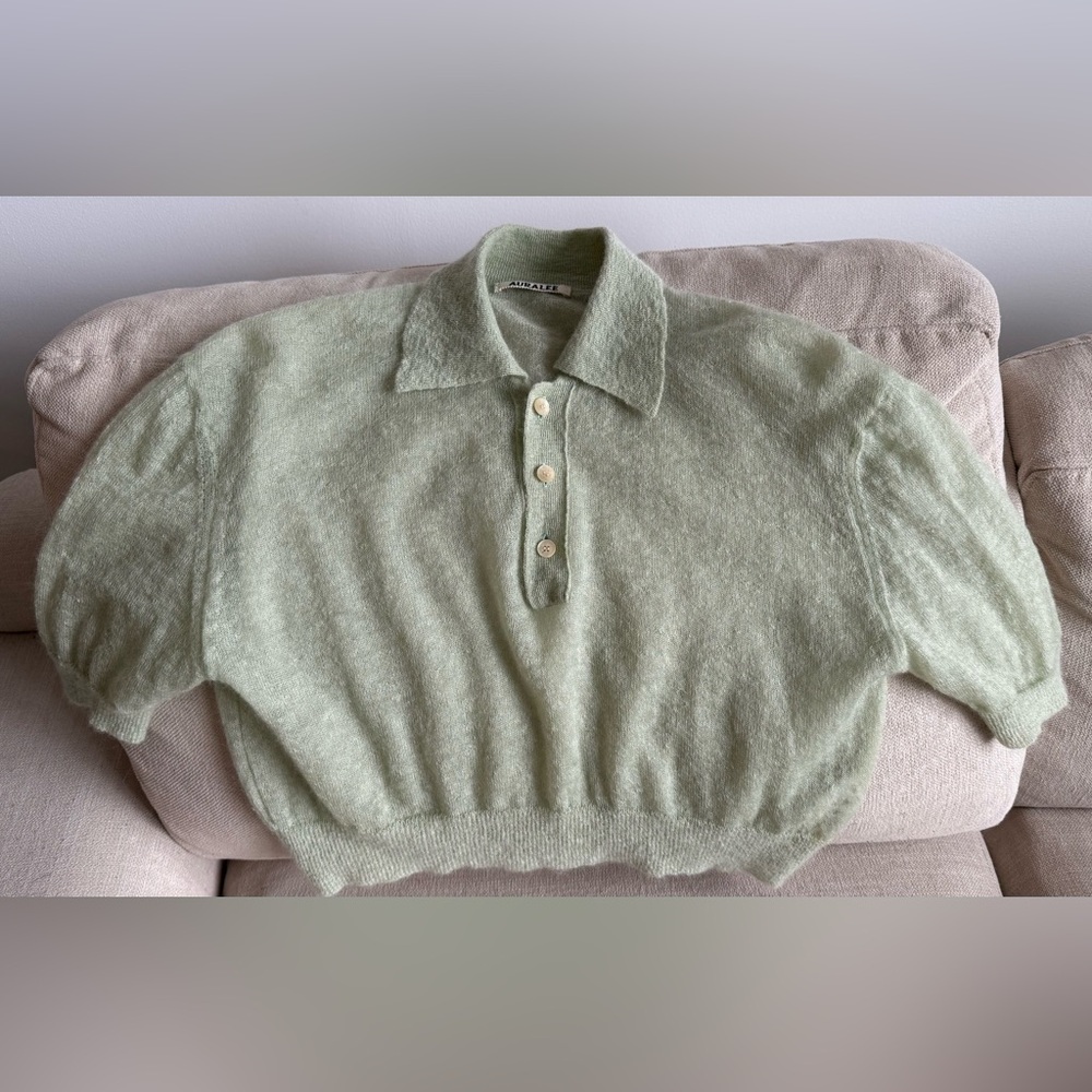AURALEE Sheer Mohair-Blend Polo